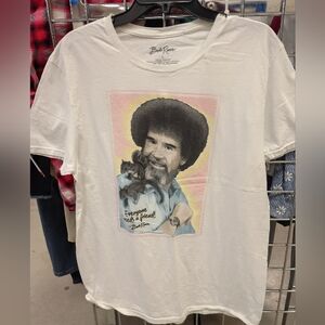 Bob Ross White Graphic T-Shirt Large
